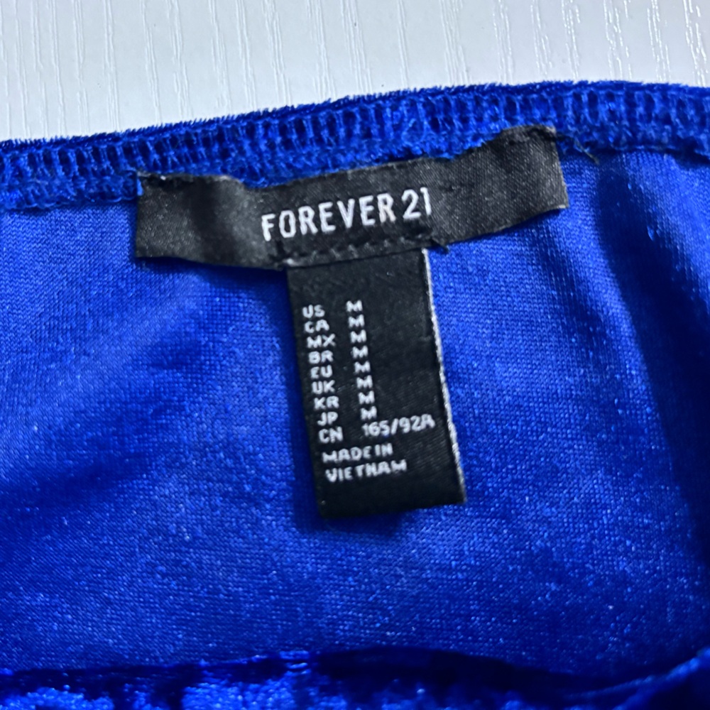 Forever 21 Blue “Crushed Velvet” Strappy Mini Size M - Picture 7 of 11